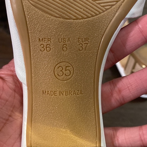 White mules, block heels, statement heel - Picture 6 of 8